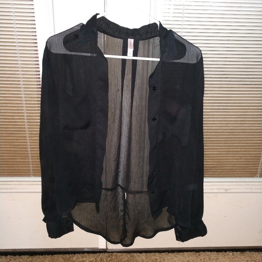 Ladies black blouse see through